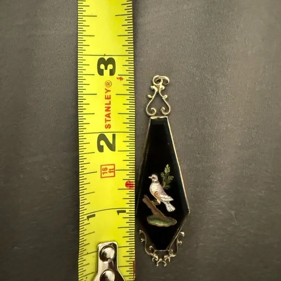 Extraordinary antique pendant with micromosaic, Italy Antique Bird Pendant - Picture 7 of 8